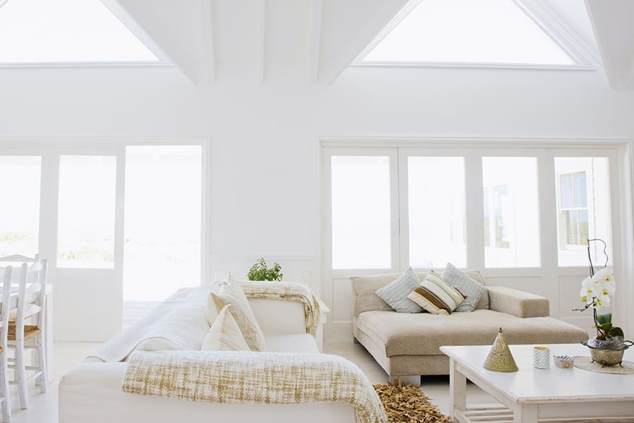 Lyme, NH - View of Large Bright Modern Living Room with Cathedral Ceilings