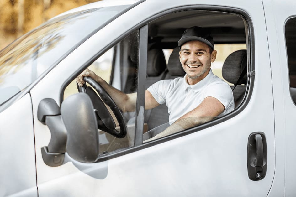 Worker in fleet vehicle