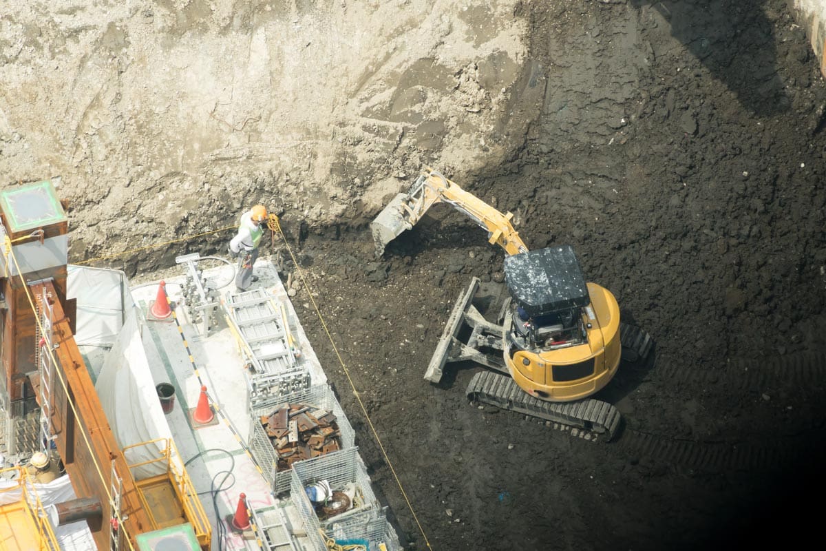 Aerial view of high rise building under construction
