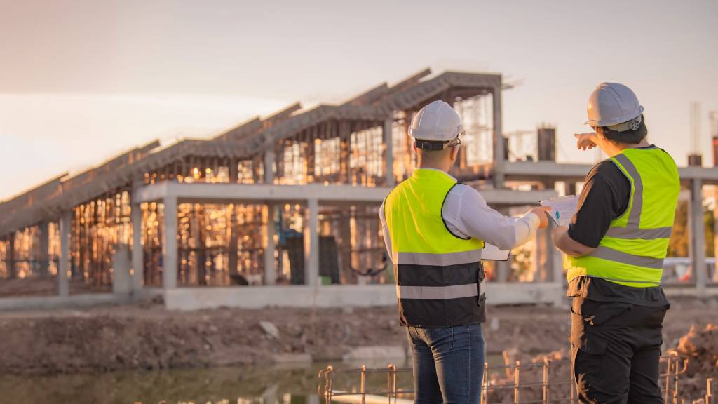 Two engineers on a construction site
