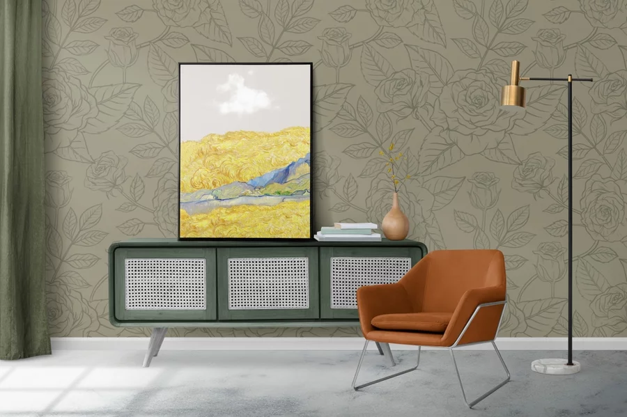 Modern living room with art